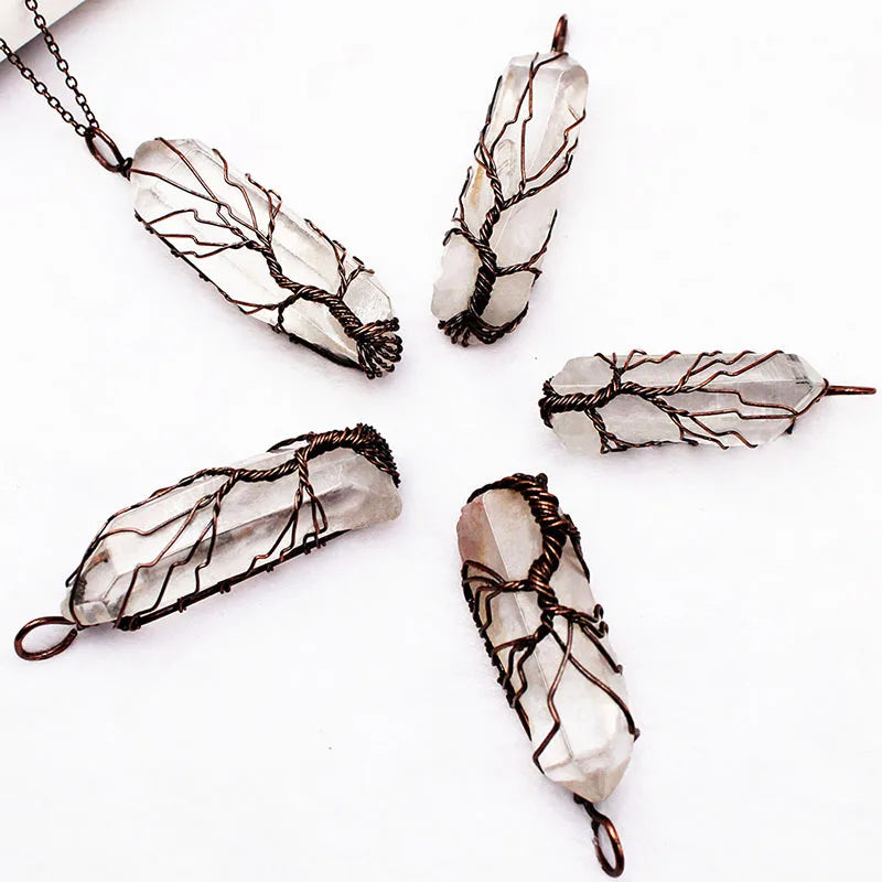 Fashion Reiki Healing Stone Crystal Pendant Natural Tree of Life Pendant Men's Women's Necklaces Jewelry Gifts MegaBDM