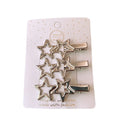 3pcs/Set Wholesale Custom Hollow Silver Geometric Star Hair Pins Ladies Metal Hair Clips Accessories for Girls