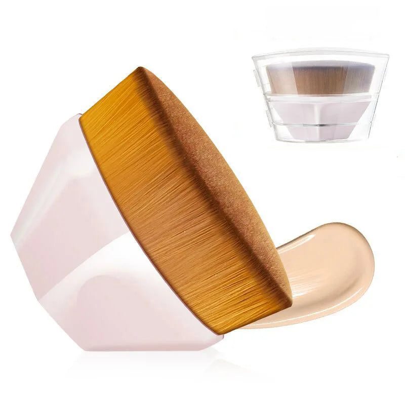 Private Label No.55 Foundation Kabuki Brush Seamless Magic Flat Hexagon Air Brush for Face Liquid Makeup with Case