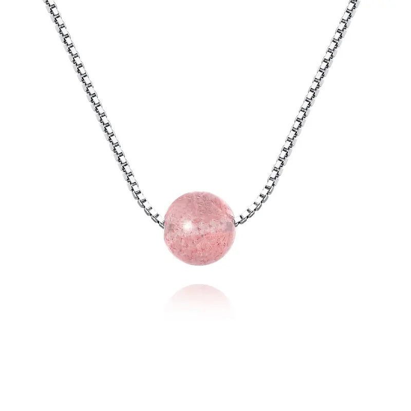 Wholesale New Fashion Jewelry Chain 925 Silver Round Strawberry Crystal  Necklace for Women