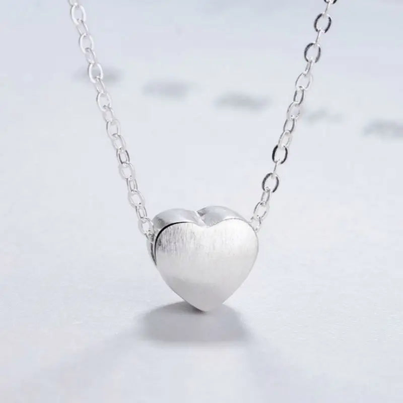 925 Sterling Silver Necklace Wholesale Heart-shaped Brushed Sterling Silver Necklace Pendant