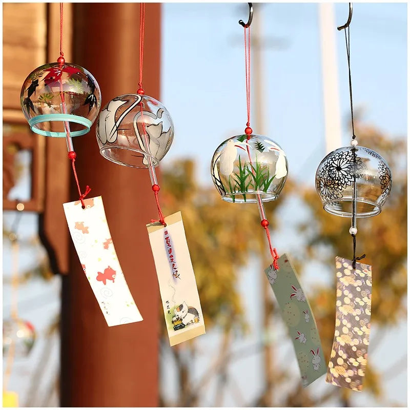 Hand Made Glass Wind Chimes With Fish/Bird/Animal Drawing for Wholesale