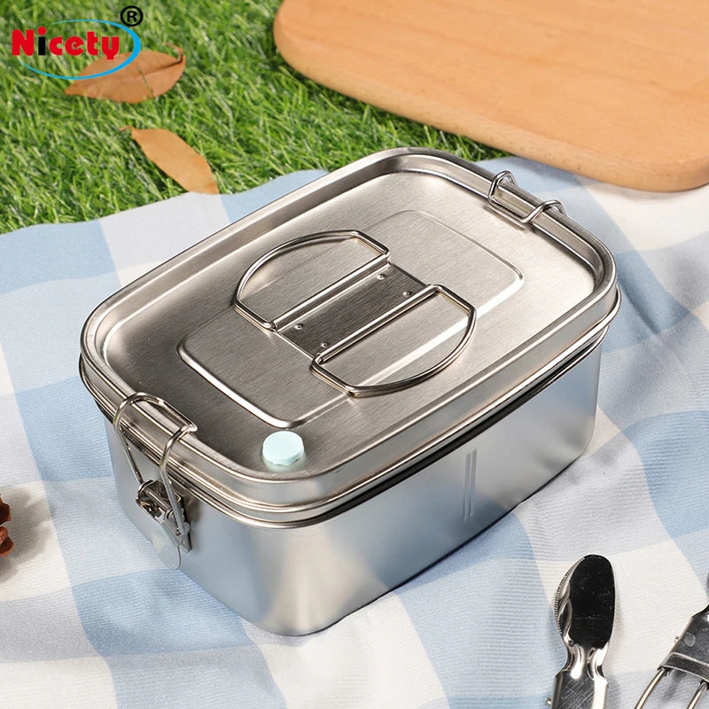 Nicety Custom Logo Durable Leakproof Sealed 1500ml Stainless Steel Bento Lunch Box with Airtight Hole
