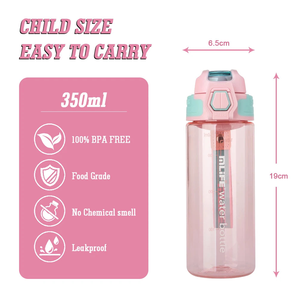 ODM BPA Free Tritan 350ml Kids Water Bottle Back to School Plastic Sports Bottles Children Water Bottle with DIY Custom logo