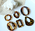 Wholesale Semi-Transparent Leopard Print Acrylic Charm Geometric Shape Findings DIY Components Crafting