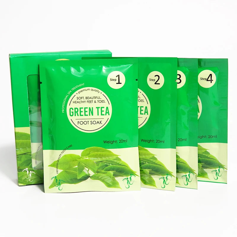 Private Label 4 in 1 Green Tea Peel Mask Mud Jelly Feet Peel Scrub Custom Foot Soak