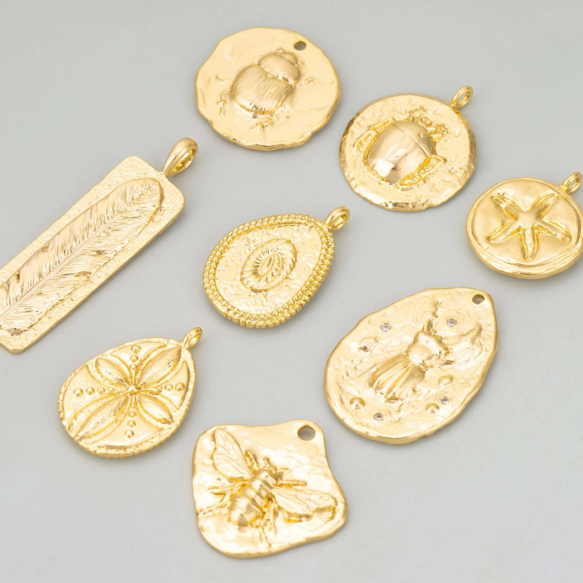 MF69 Wholesale Jewelry Accessories18k Gold Rhodium Platedcoppercharmsdiy Pendantsnecklace Making Findings6pcs/lot