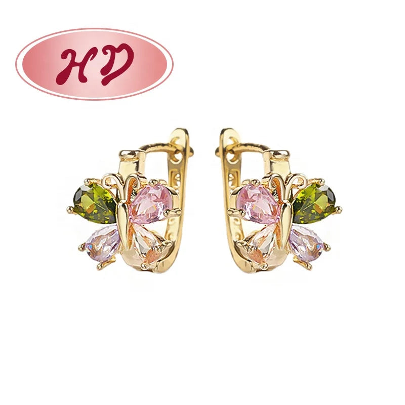 Bisuterias Modern Women'sHuggies Earrings With 18K Laminated Gold Plated Brass and Sparkling  Cubic Zirconia Earrings Women