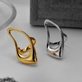 S925 Sterling Silver Unisex Creative Moon-Shaped Hollow Ring Ear-Shaped Rust-Free and Wear-Free Custom Adjustable Ring