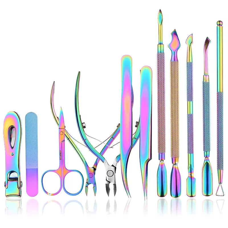 Professional Manicure Set with Nail Clipper Nail File Cuticle Scissors - 12 Pcs Kit