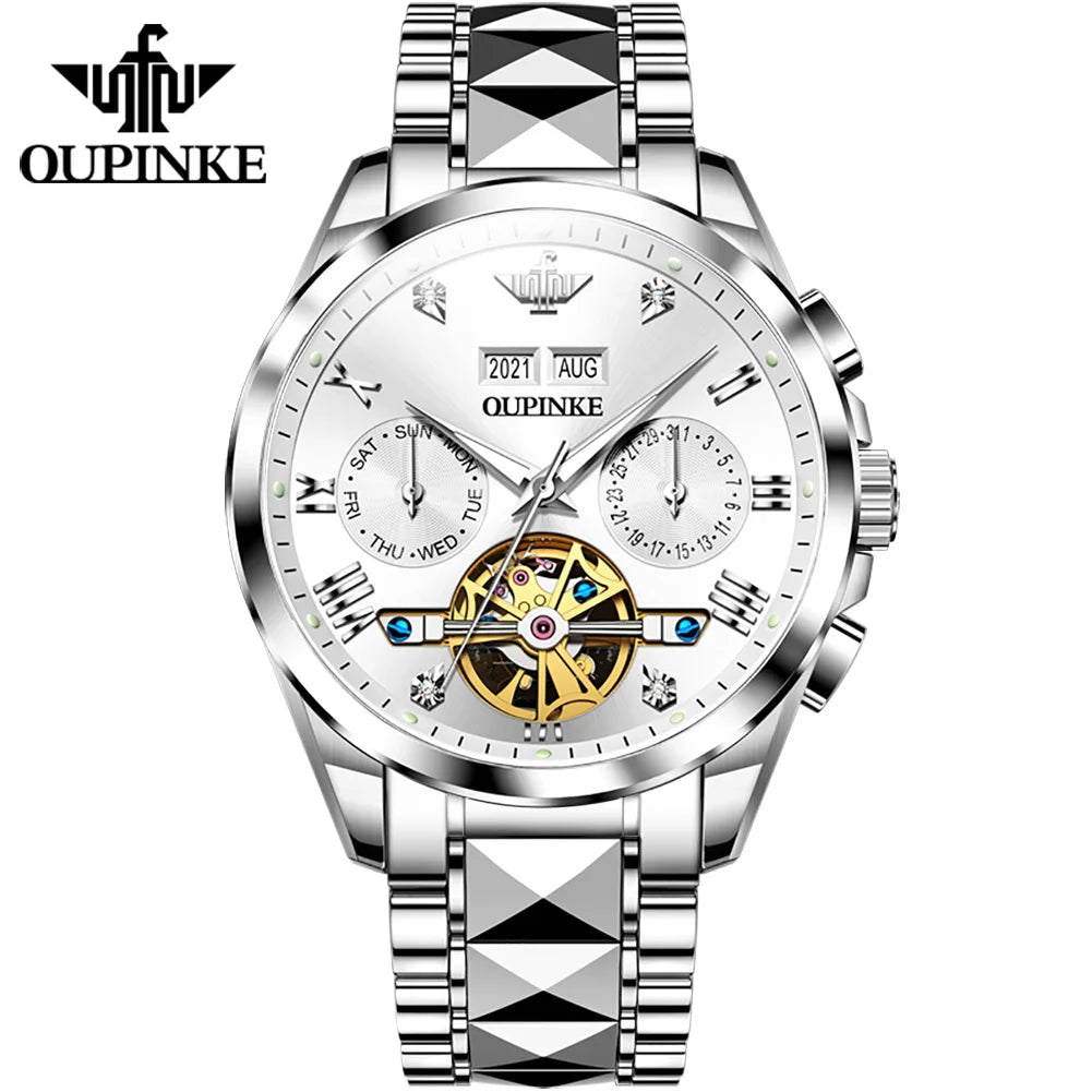 Oupinke 3186 Popular Products Men Mechanical Watch Green Dial Calendar Display Business Luxury Design Men WristWatch