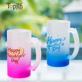 Topjlh Sublimation 16 oz Frosted Beer Glass Mugs with Handle Sublimation Blank Gradient Color for Party Occasions