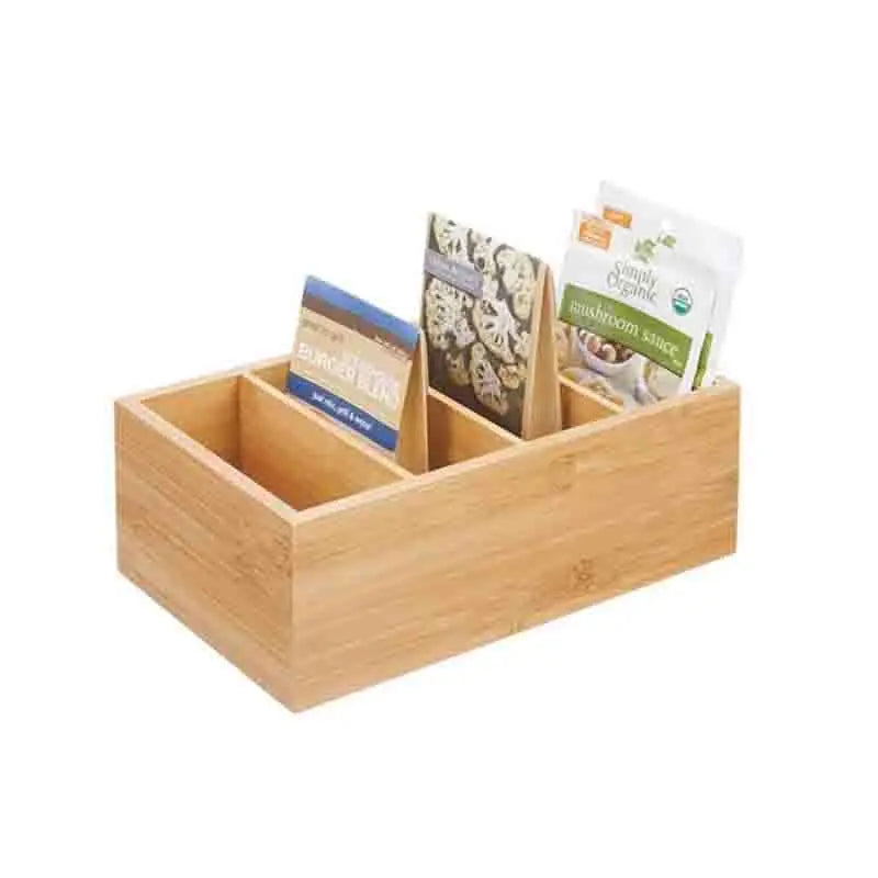 Bamboo Coffee Storage Organizer Box Wooden   Tea Bag  Spice  Holder Box  for Kitchen Bath  Office