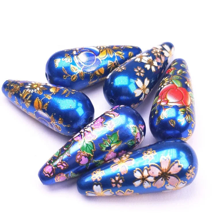 Hand Painted Colorful Beads Drop-shaped Handmade Loose Beads Bracelet Necklace DIY Jewelry Accessories