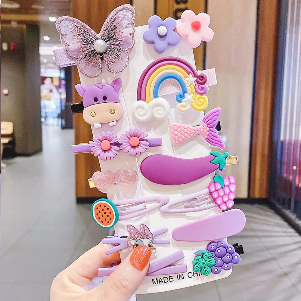 Children's Hair Clips Cartoon Hair Accessories Set Cute Plant Animal Hairgrip Kids Handmade Girl Headwear