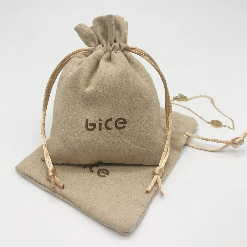Custom Logo Suede Jewelry Pouches-Security & Recyclable Gift Packaging with Drawstring Closure for Jewelry and Christmas Decor