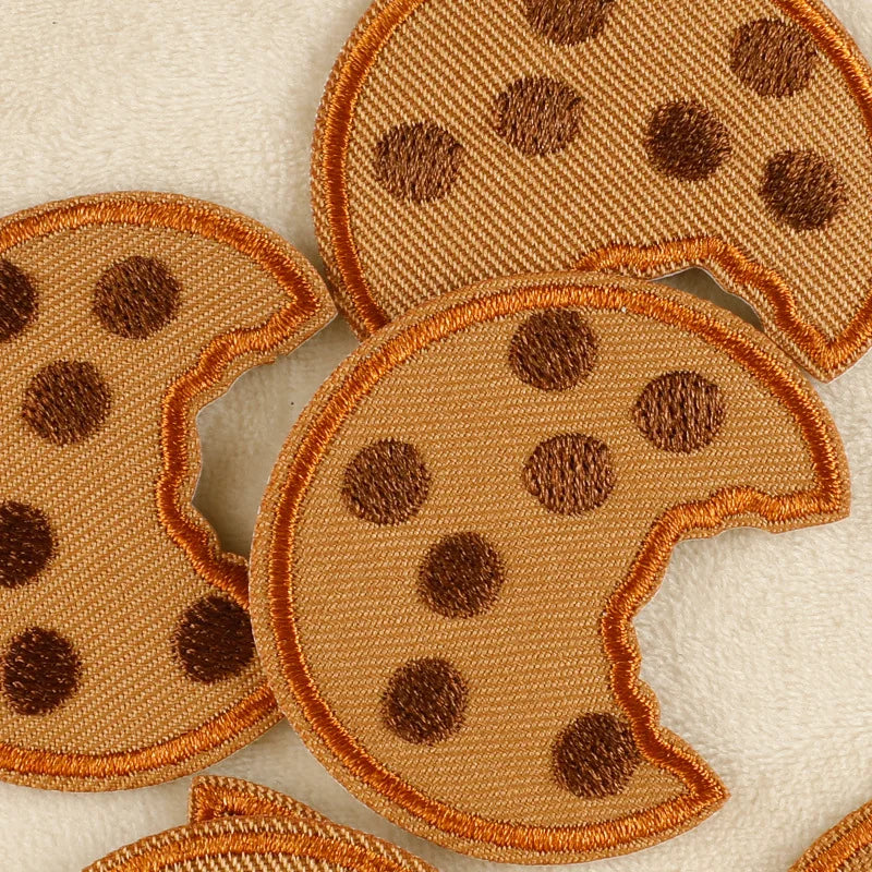 Handmade Eco-Friendly Bulk Cute Embroidered Patches PVC-Free Fabric Iron-On Cookies Patch for Hats Featuring Felt Material