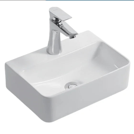 White Hotel Home Restaurant Ceramic Wash Basin Bathrooms Rectangular Vanity Sinks