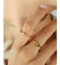 2022 Fashion New Stainless Steel 18K Gold Texture Light Luxury Simple Diamond Inlaid Zircon Ring