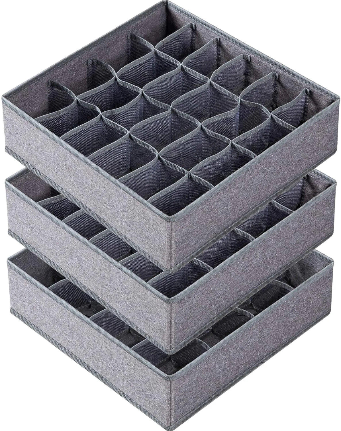 Modern Three-Piece Foldable Fabric Storage Box Rectangle Shape for Household Organizing Underwear Socks Clothing
