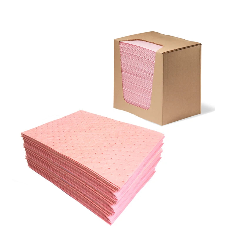 Oilspillpro CHA-P0300 40cm*50cm Pink Hazmat Chemical Absorbent Mat & Pads for Cleaning Liquid