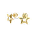 AU585 Gold Stud Earrings Personalized 14K Solid Gold Earrings Cute Draphic Stud Earrings Eight-Pointed Star