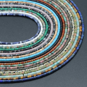2x3mm Natural Stone Spacer Beads Disc Stone Beads Flat Round Loose Semi Gemstone Caps for Making Bracelets Necklace