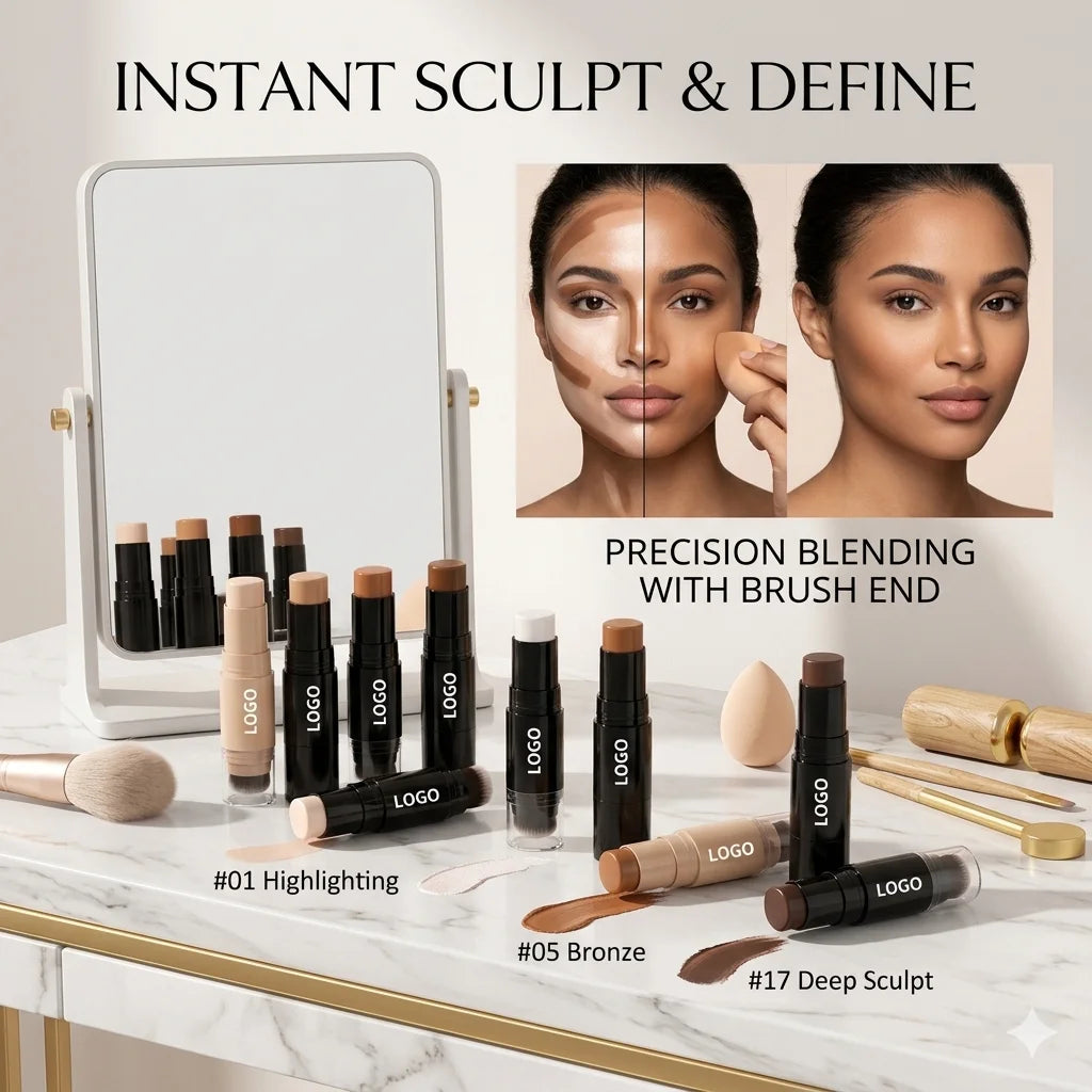 New Arrival 14-Color Concealer Stick Private Label Waterproof Long-lasting High Pigment Foundation Stick with Brush for Makeup