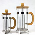 Custom Logo Eco-Friendly 350ml Glass Portable Bamboo French Press With Handle