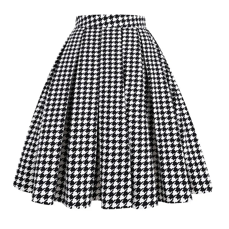 Vintage Pleated Skirt Floral A-line Printed Midi Skirts