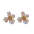 2022 Simple Trendy Lady Party Wedding Gift Geometric White Flower Laser Earring for Women