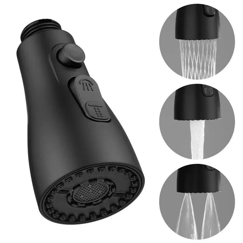 2-Mode Adjustable Black Pull Faucet Nozzle Multi-Function Kitchen Faucet Extender Bubbler Universal Kitchen Faucet Accessories