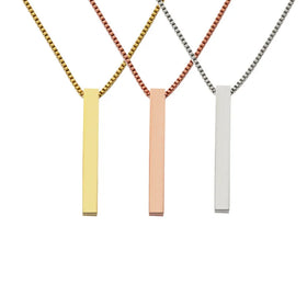 DIY Jewelry Personalized Box Chain Engravable Blank Stainless Steel Bar Necklace
