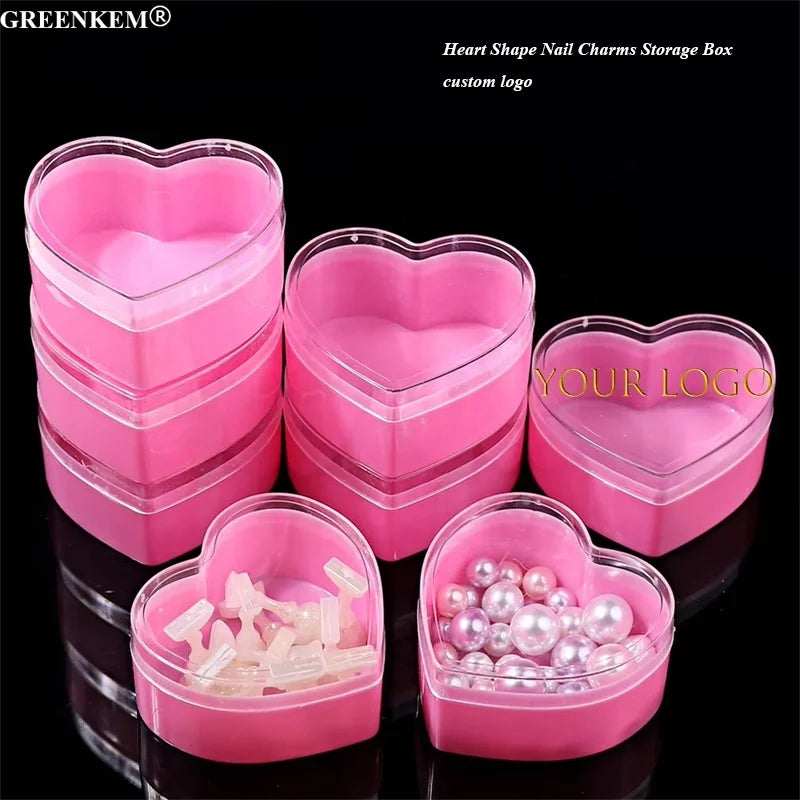Heart Shaped Candy Storage Boxes Capacity Packaging Jar for Nail Rhinestones Powder Craft Containers Nail Charm Storage Box