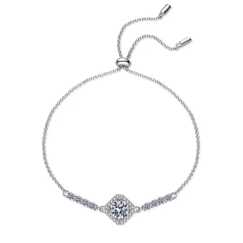 1CT Moissanite Bracelet Trendy Charm Bracelet for Women Wedding 925 Sterling Silver Customized Bracelets