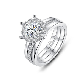 Light Luxury Fine Jewelry Detachable Ring S925 Sterling Silver Wedding Engagement Bridal Ring Set Moissanite Stackable Ring