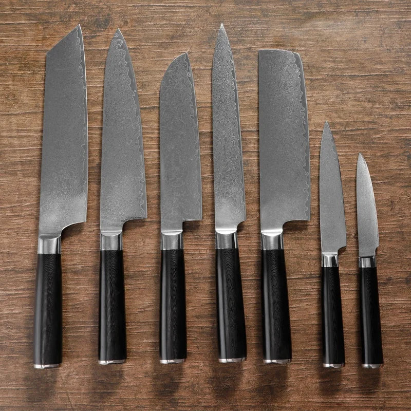 Hot Daily Cutting Chef Gyuto Santoku Set G10 Handle VG10 67-Layers Japanese Damascus Utility Multi-Purpose Knives Metal Material