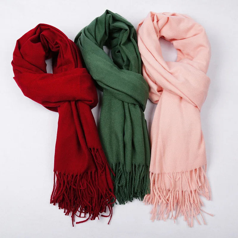 Feel Pashmina Shawl Wraps Soft Large Winter Scarf for Women's Evening Dresses Hot Selling Adult Easy Solid Logo Service