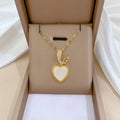 Collar De Acero Inoxidable Micropaved Zirconia Shell Heart Full Diamond Necklace for Women Stainless Steel Clavicle Necklace