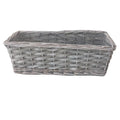 Durable Rectangular Wicker Flower Pots with Square Pattern and Plastic Lining for Gardens and Patios