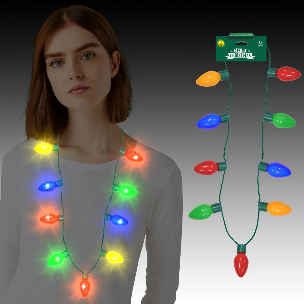 Festive Jumbo LED Light Bulb Necklace Party Favor for Christmas Holidays Events Promotion for Costume Parties