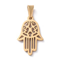 PandaHall Classical Gold 304 Stainless Steel Hamsa Hand Pendant for Children Unisex Gift