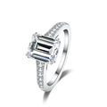 Fine Jewelry Emerald Cut Ring Rhoudium Plated Cluster Setting Ring 925 Sterling Silver VVS Moissanite Diamond Jewelry