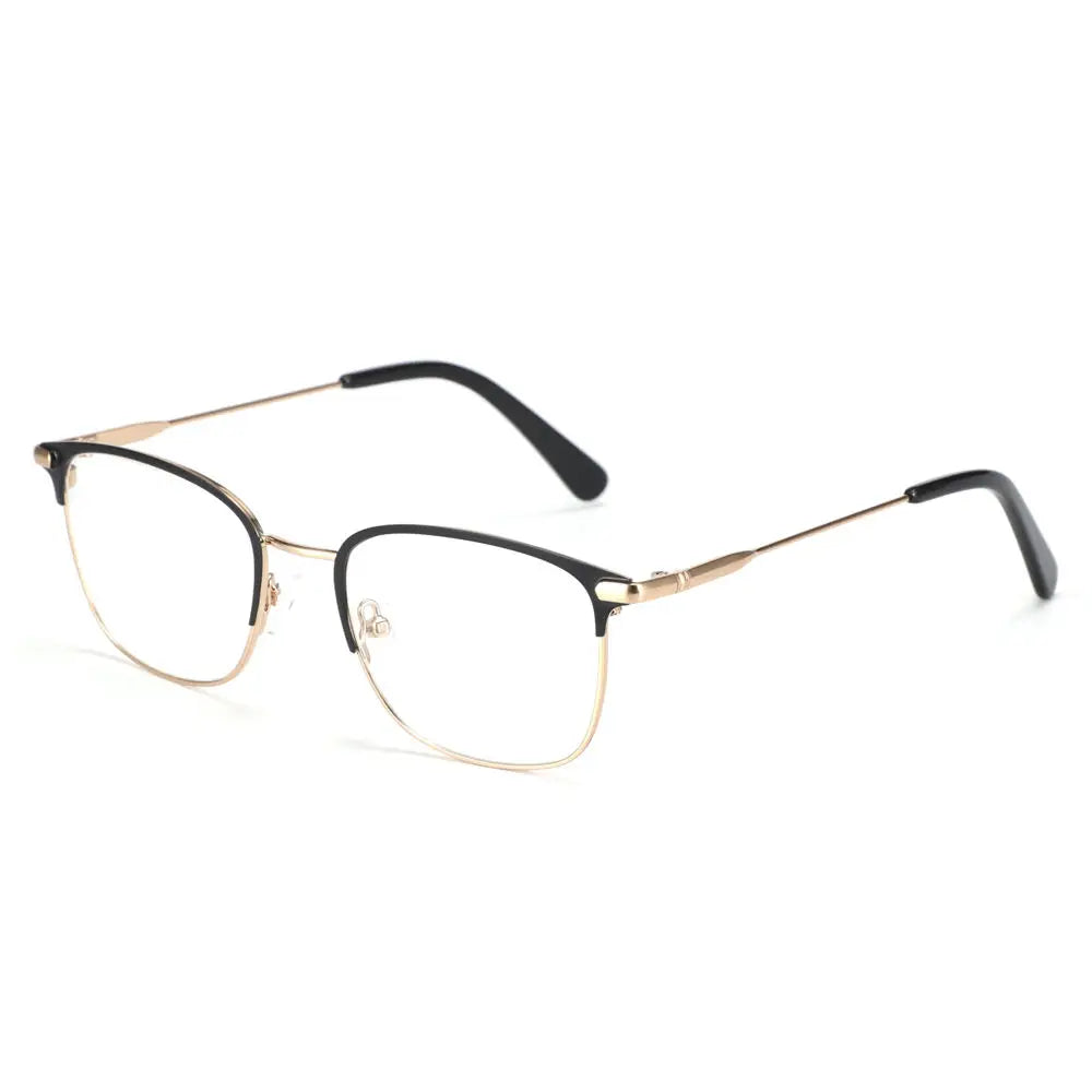 Fashionable Classic Double Eyebrows Metal Optical Glasses Frame for Men Blue/Gold/Black with Blue Light Feature for Reading