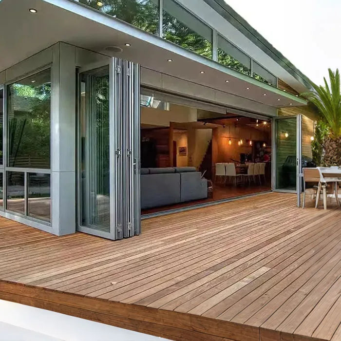 Heavy Duty Exterior Aluminum Glass Door Heat Insulated Patio Accordion Multi Panel Bi-Fold Doors