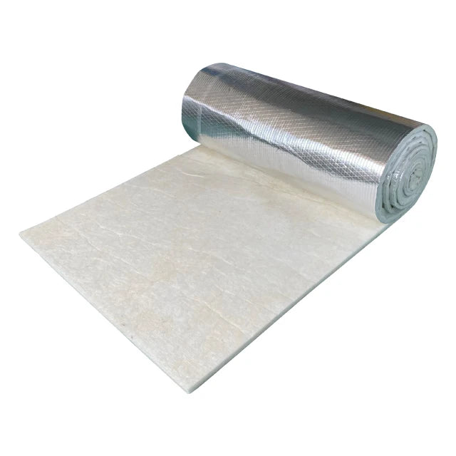 FRK Foil Faced Duct Wrap Fiberglass Insulation 32kg/m3 25mm HVAC Thermal Insulation Aluminium Foil Paper White Glass Wool Roll