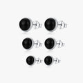 925 Sterling Silver Round Circle Daily Hypoallergenic Earring 4mm 5mm 6mm Jewelry for Women Natural Black Agate Stud Earrings