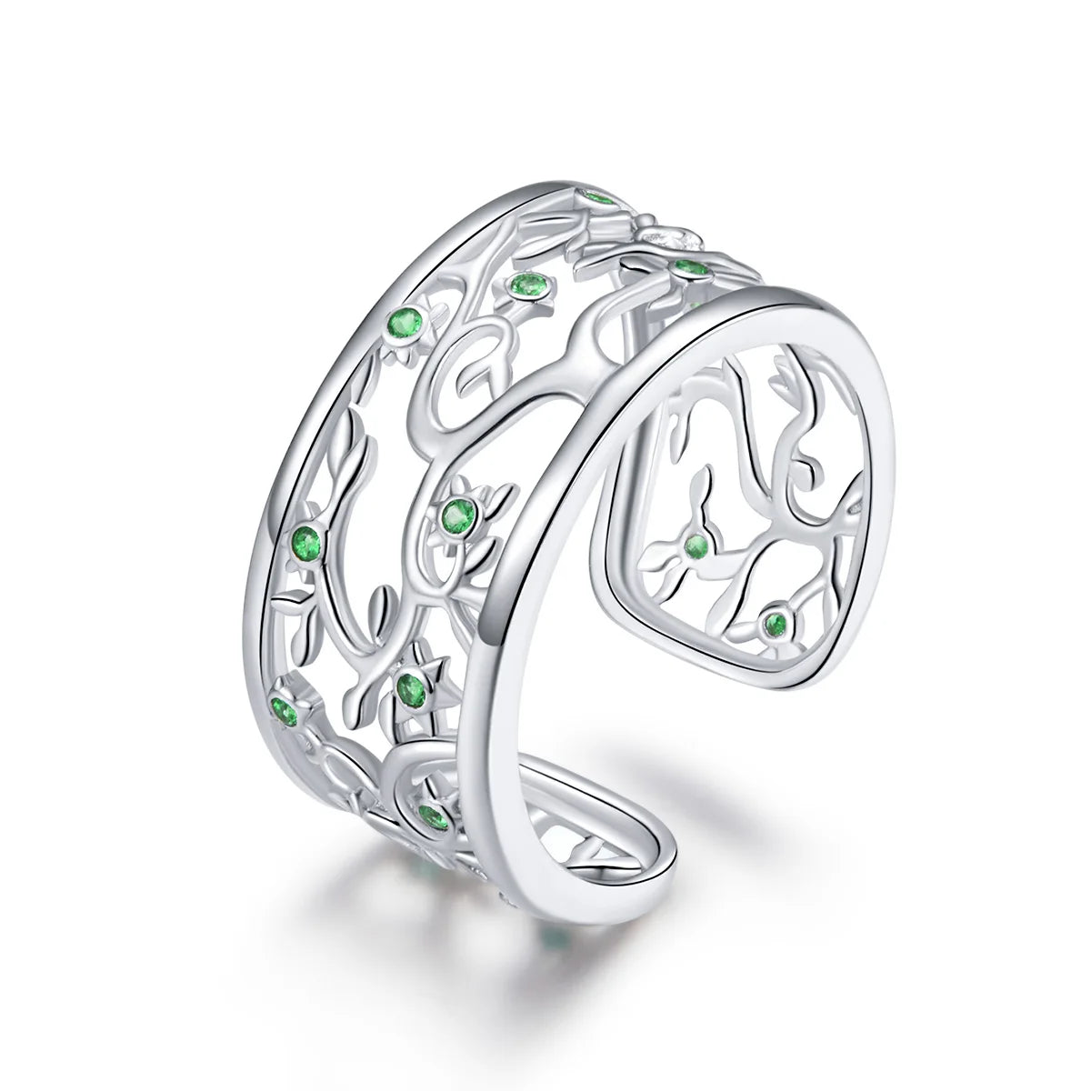 Tree of Life Wide Finger Rings for Women 925 Sterling Silver Free Size Adjustable Ring Band New Design Bague BSR125
