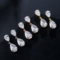 ROMANTIC Luxury CZ Bridal Earring Cubic Zircon Water Drop Wedding Stud Earrings