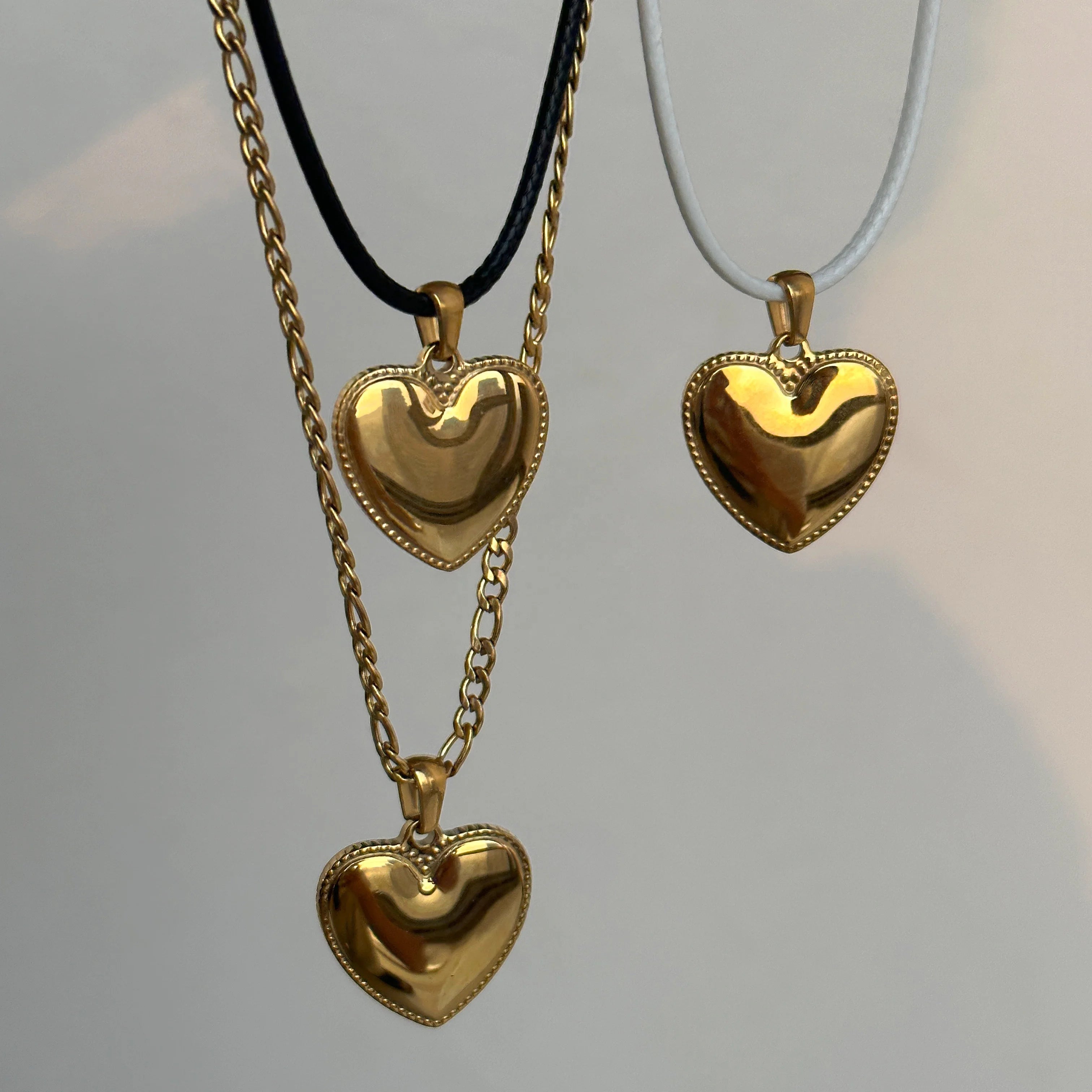 2023 Dazan New 18k Gold Plated Tarnish Free Stainless Steel Valentine S Day Love Heart Pendant Rope Chain Necklace for Women